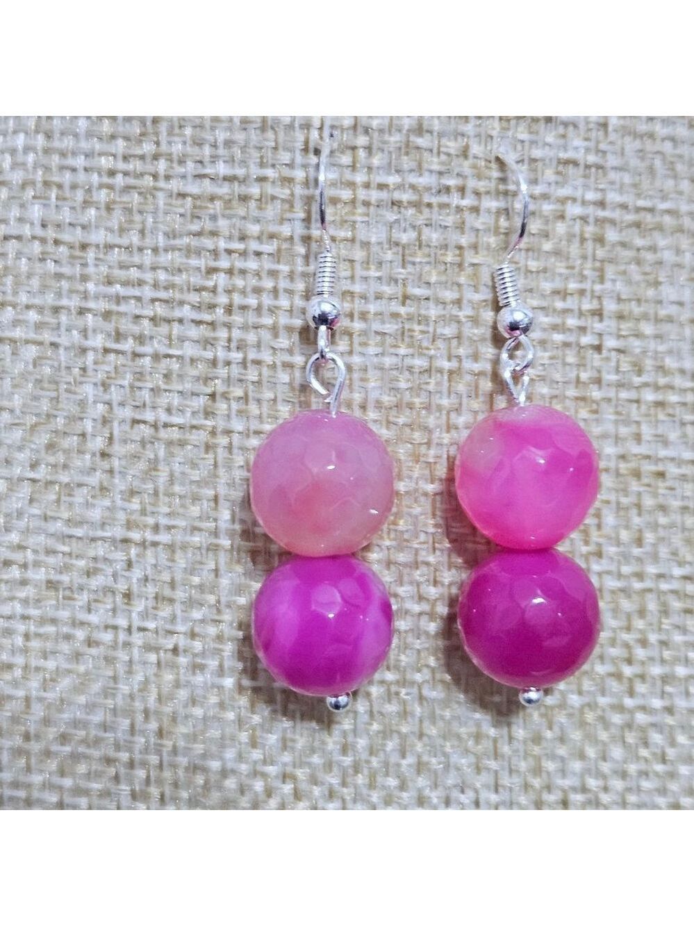 Pink Agate .925 Sterling 12mm Dangle Earrings